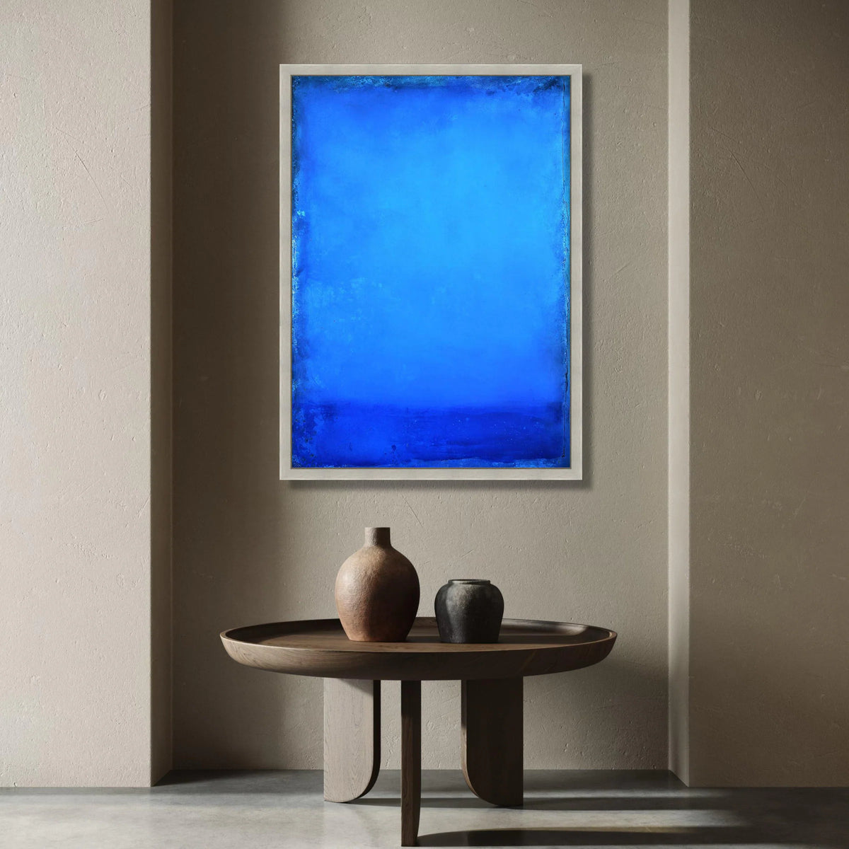 Deep Blue Abstract Canvas Art, Modern Minimalist Wall Decor, Vibrant Blue Gradient Canvas, Contemporary Home Decoration Canvas Print Art