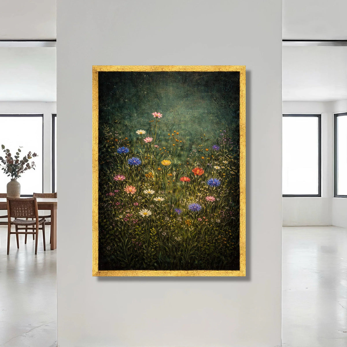 Wildflower Meadow Canvas, Colorful Floral Wall Art, Nature Botanical Canvas, Garden Flowers Home Decor, Ready to Hang Canvas Print Art