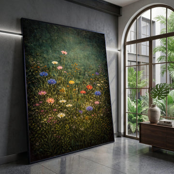 Wildflower Meadow Canvas, Colorful Floral Wall Art, Nature Botanical Canvas, Garden Flowers Home Decor, Ready to Hang Canvas Print Art