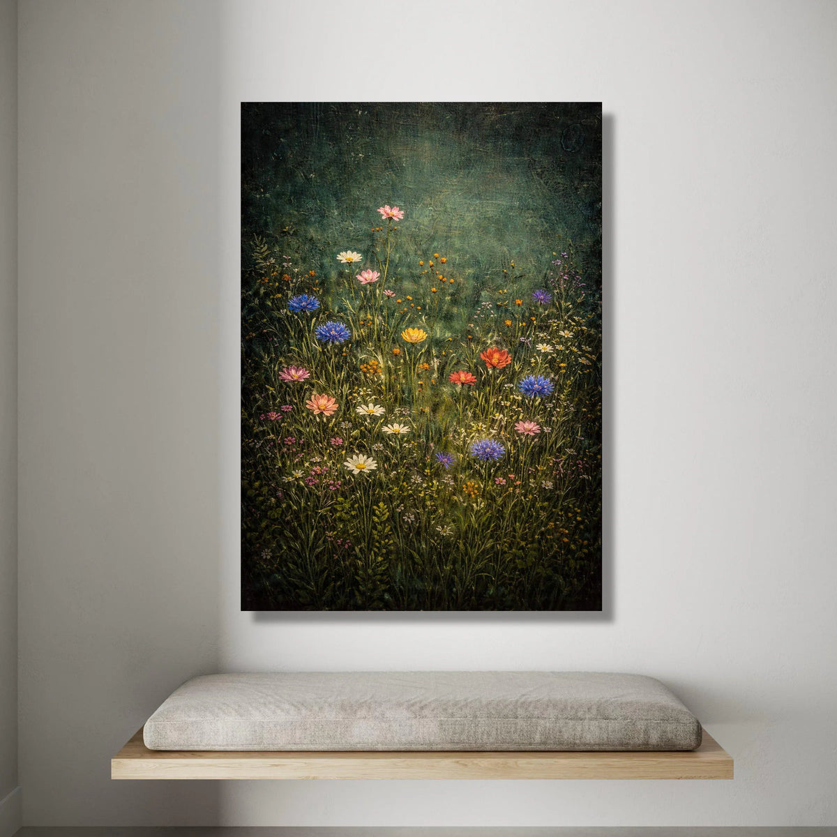 Wildflower Meadow Canvas, Colorful Floral Wall Art, Nature Botanical Canvas, Garden Flowers Home Decor, Ready to Hang Canvas Print Art