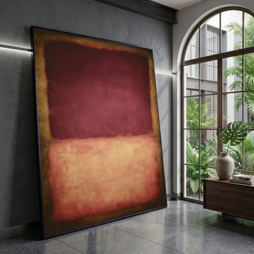 Deep Burgundy and Soft Peach Color Block Canvas, Modern Abstract Wall Art, Minimalist Home Decor Canvas, Contemporary Canvas Print Art