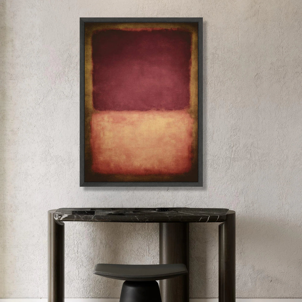 Deep Burgundy and Soft Peach Color Block Canvas, Modern Abstract Wall Art, Minimalist Home Decor Canvas, Contemporary Canvas Print Art