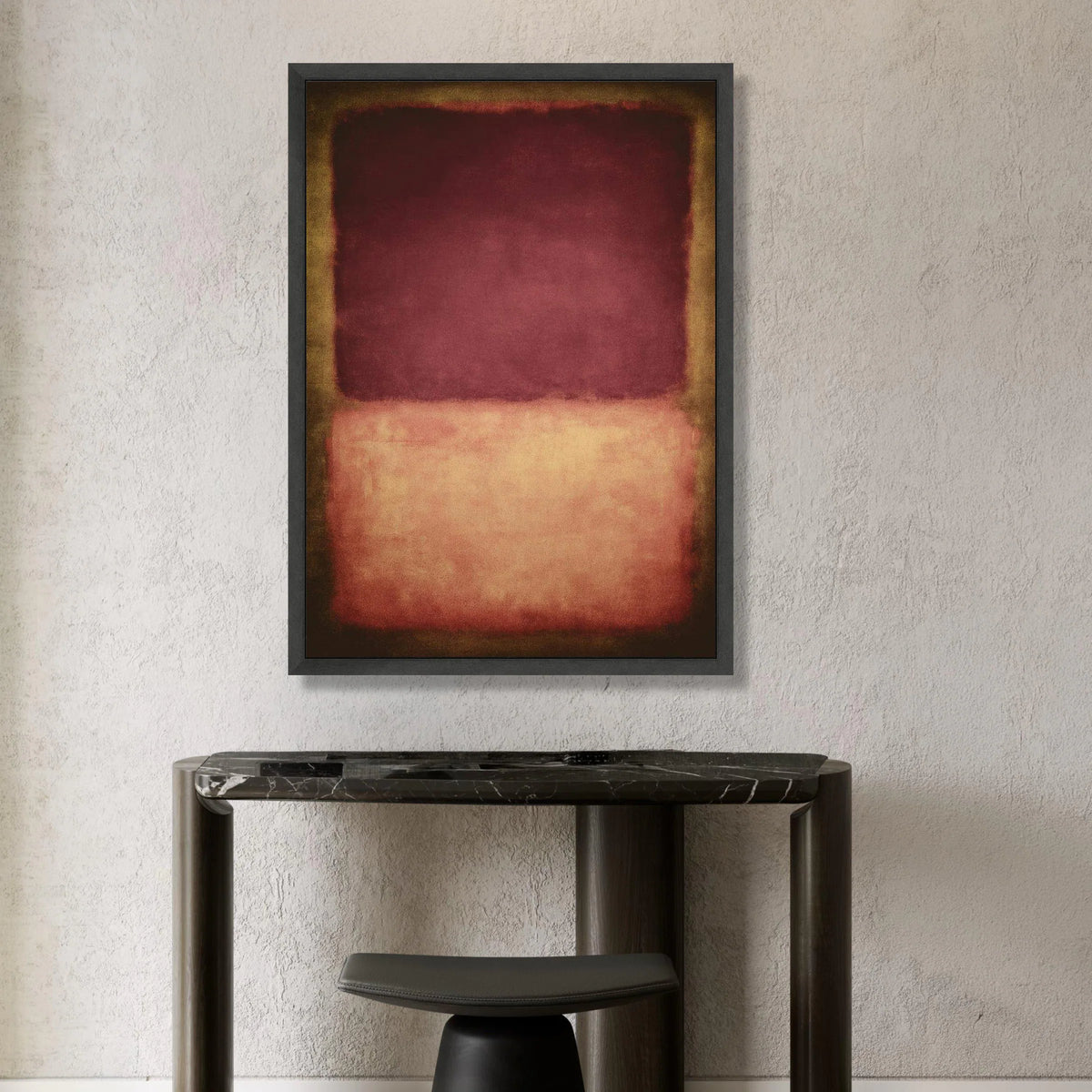 Deep Burgundy and Soft Peach Color Block Canvas, Modern Abstract Wall Art, Minimalist Home Decor Canvas, Contemporary Canvas Print Art