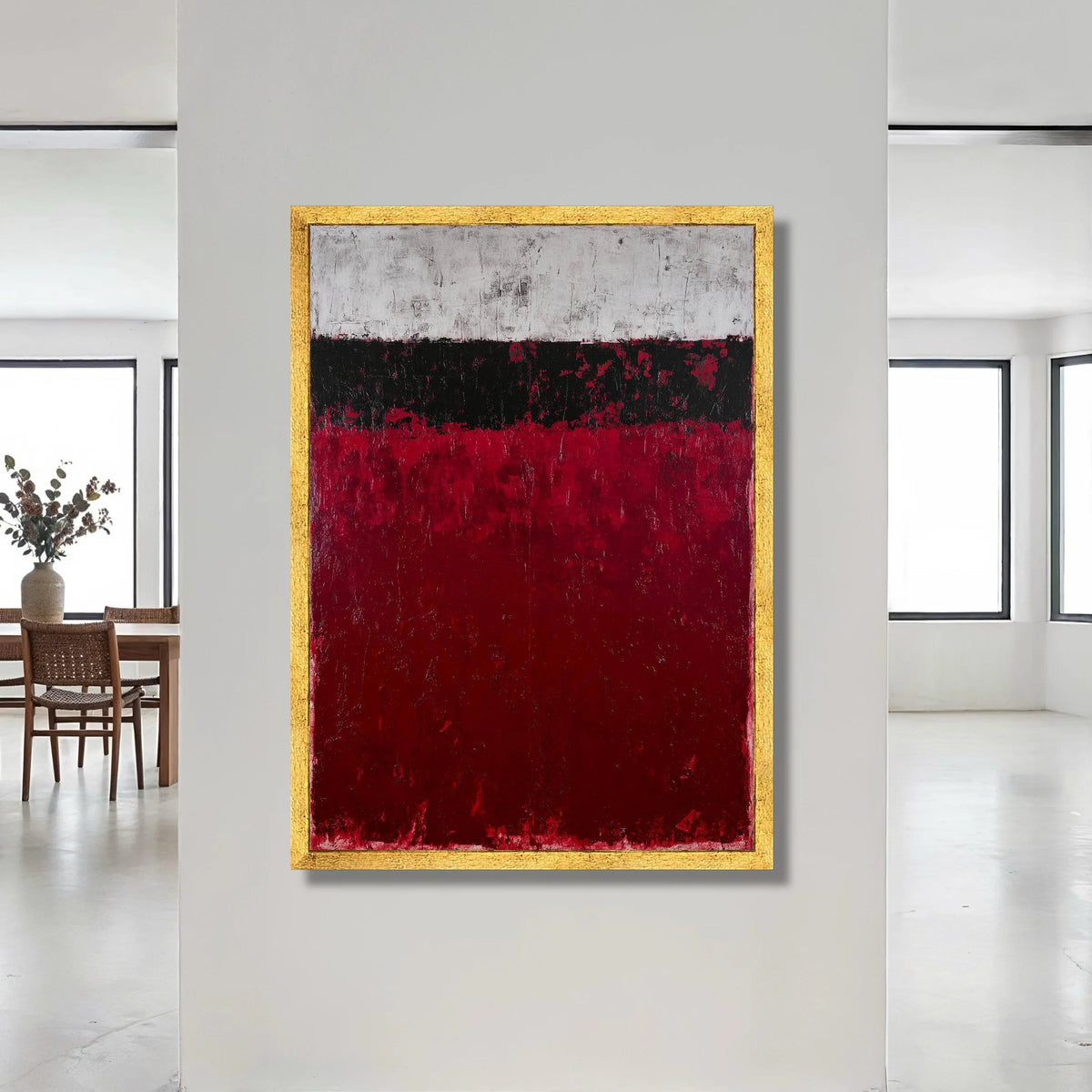 Bold Abstract Color Blocks Canvas, Red Black White Wall Art, Modern Minimalist Canvas, Contemporary Home Decoration Canvas Print Art