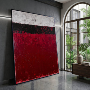 Bold Abstract Color Blocks Canvas, Red Black White Wall Art, Modern Minimalist Canvas, Contemporary Home Decoration Canvas Print Art