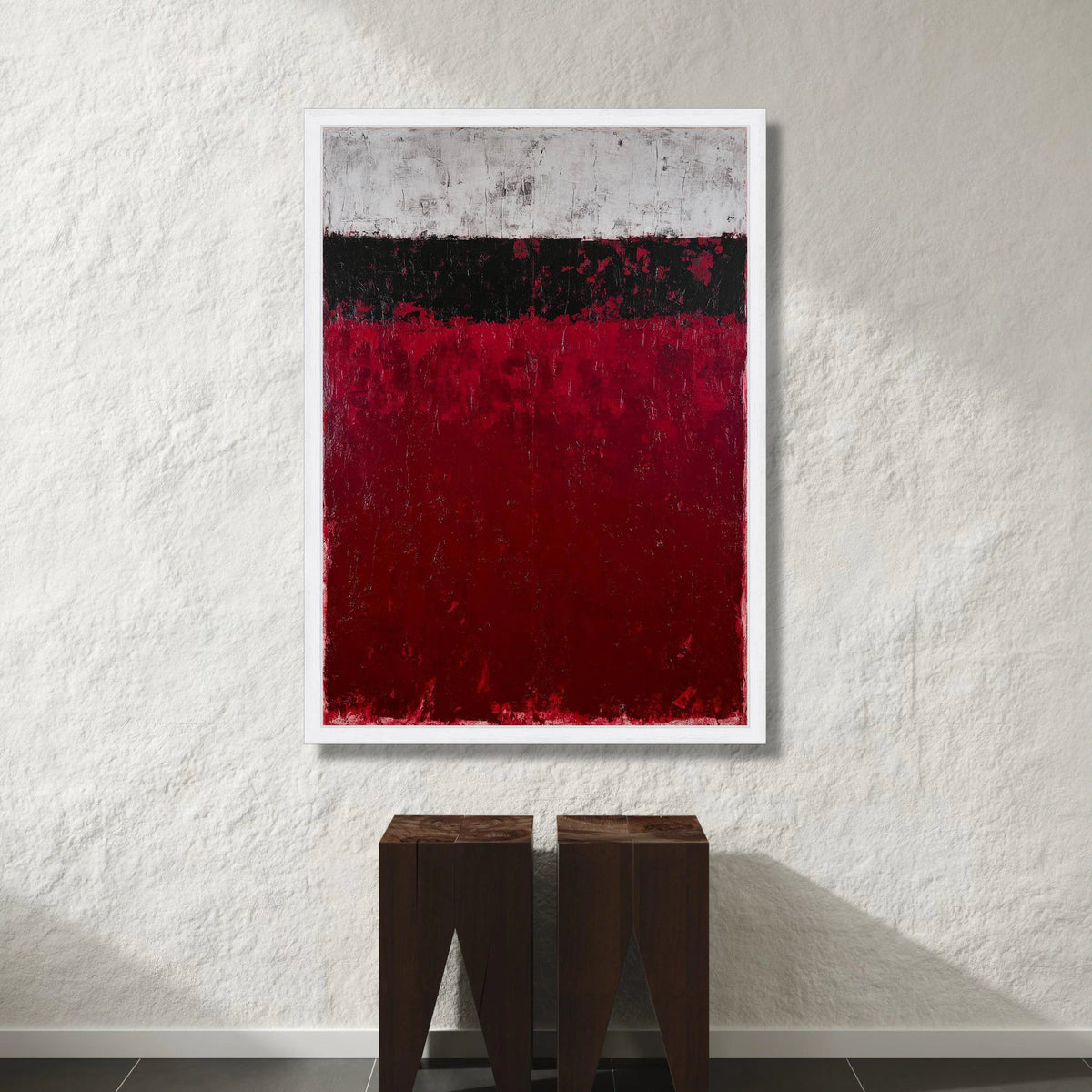 Bold Abstract Color Blocks Canvas, Red Black White Wall Art, Modern Minimalist Canvas, Contemporary Home Decoration Canvas Print Art