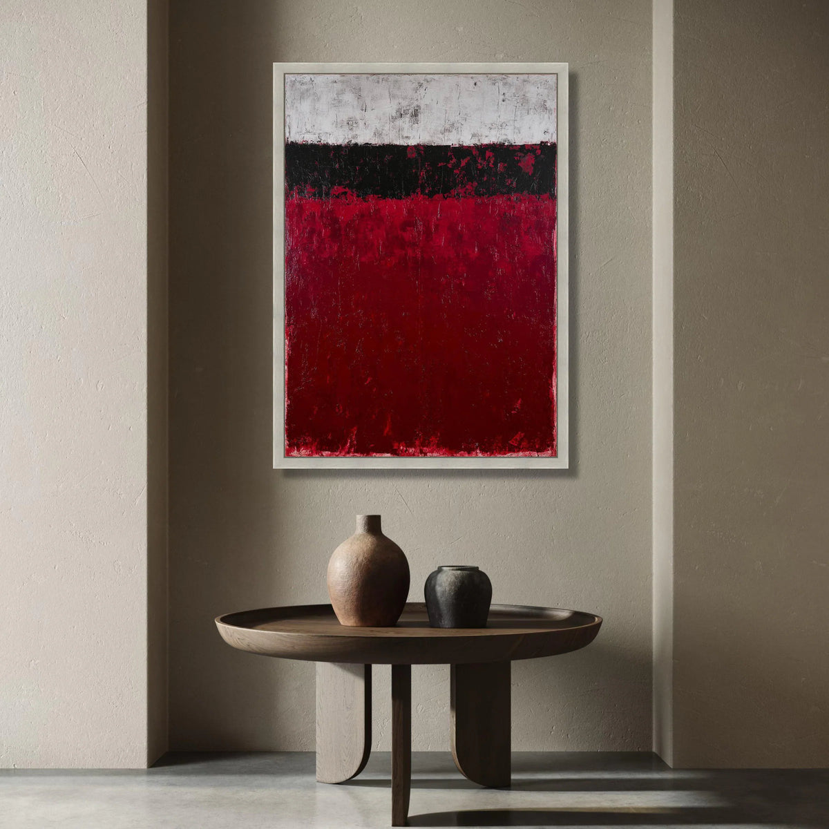 Bold Abstract Color Blocks Canvas, Red Black White Wall Art, Modern Minimalist Canvas, Contemporary Home Decoration Canvas Print Art
