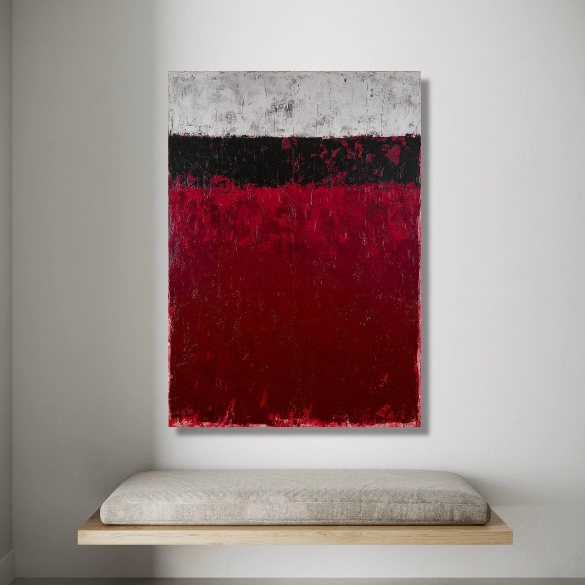 Bold Abstract Color Blocks Canvas, Red Black White Wall Art, Modern Minimalist Canvas, Contemporary Home Decoration Canvas Print Art
