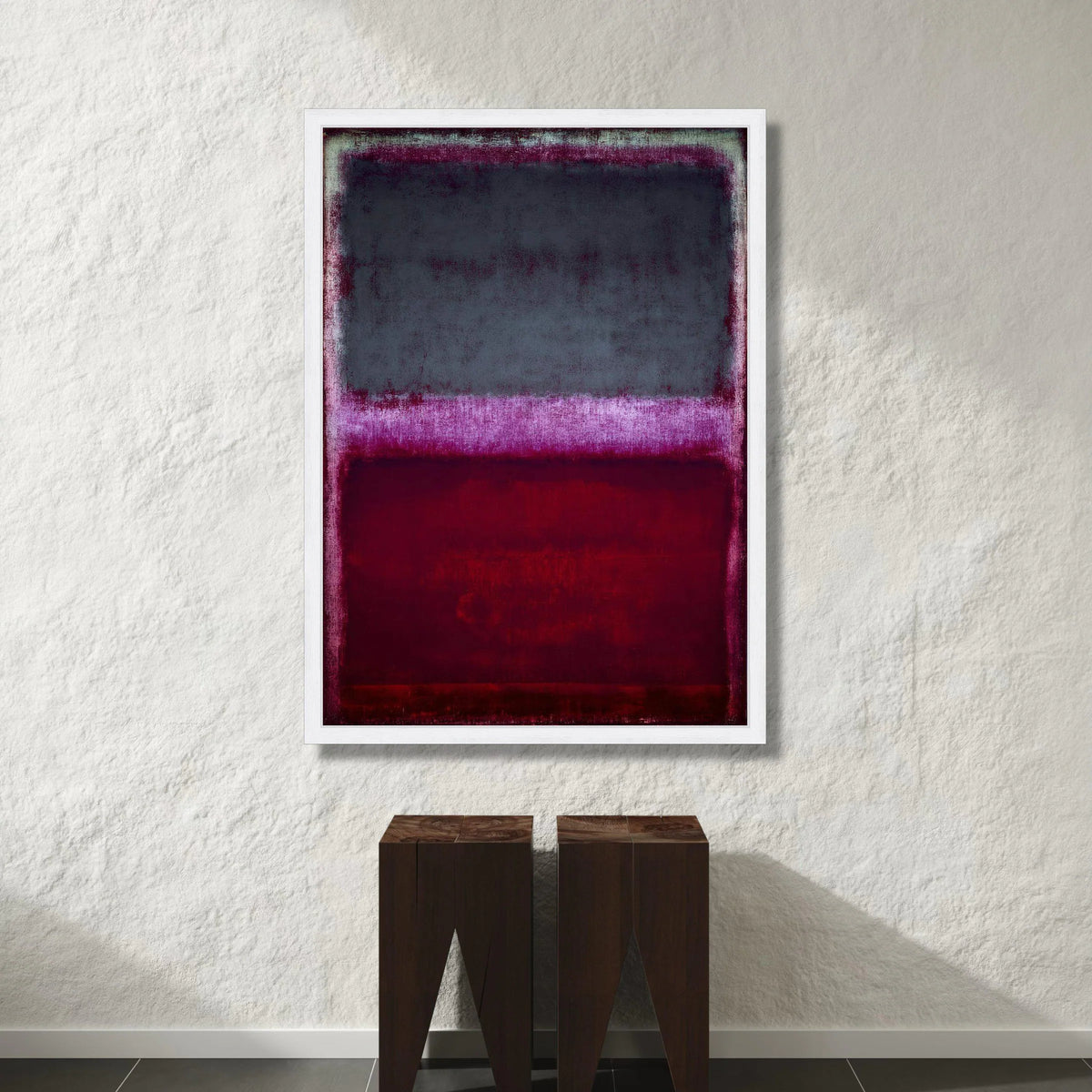 Deep Color Field Composition, Abstract Canvas Wall Art, Modern Home Decoration, Bold Red and Purple Canvas, Contemporary Canvas Print Art