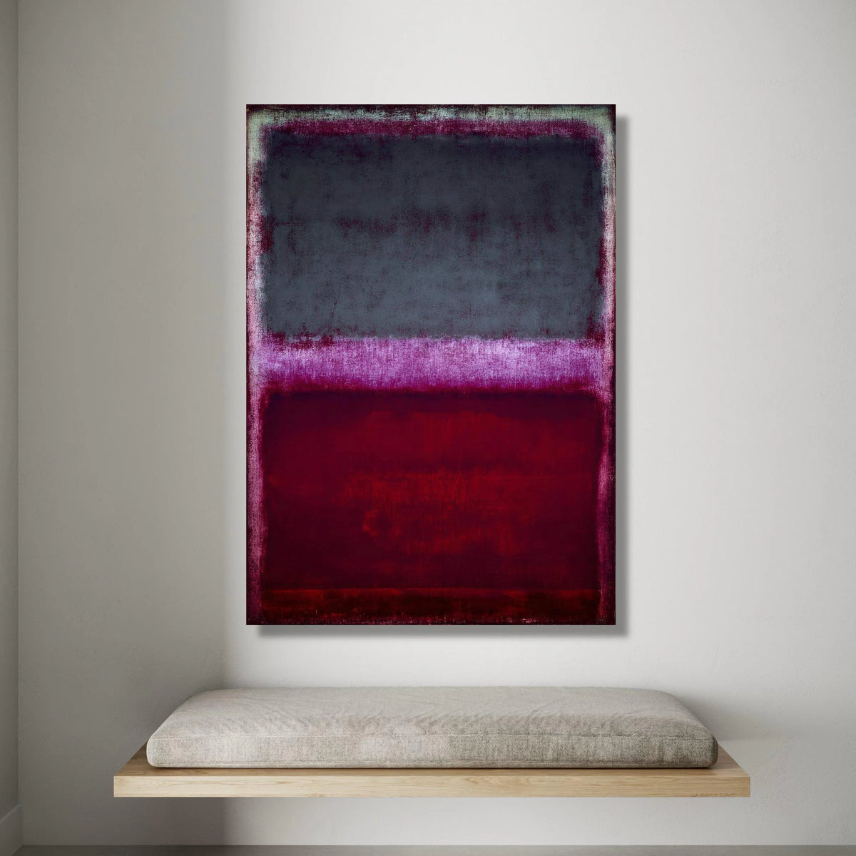 Deep Color Field Composition, Abstract Canvas Wall Art, Modern Home Decoration, Bold Red and Purple Canvas, Contemporary Canvas Print Art