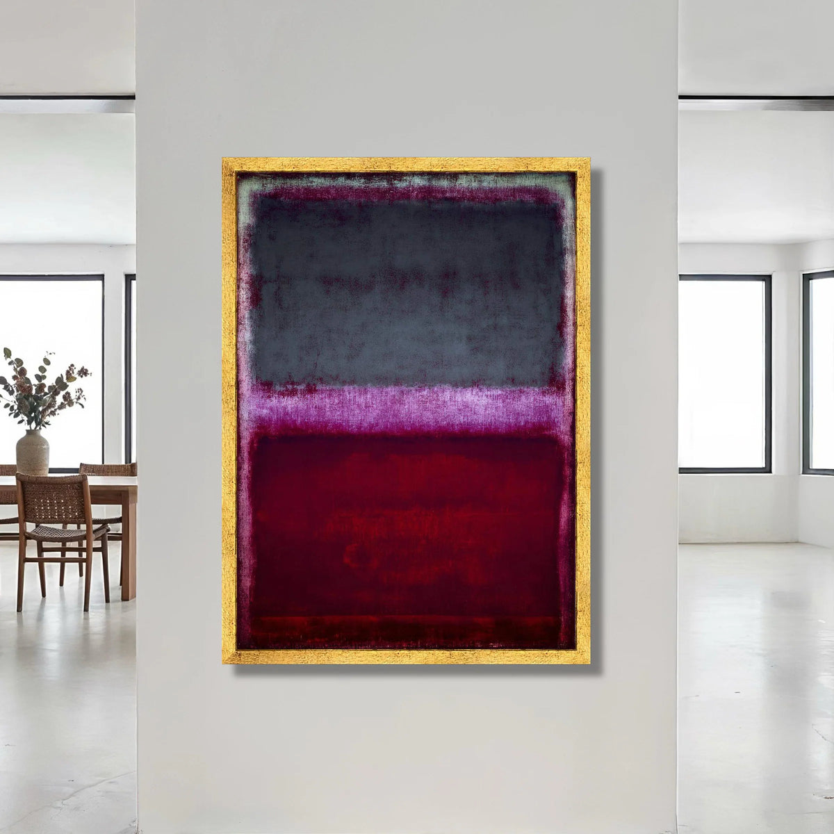 Deep Color Field Composition, Abstract Canvas Wall Art, Modern Home Decoration, Bold Red and Purple Canvas, Contemporary Canvas Print Art