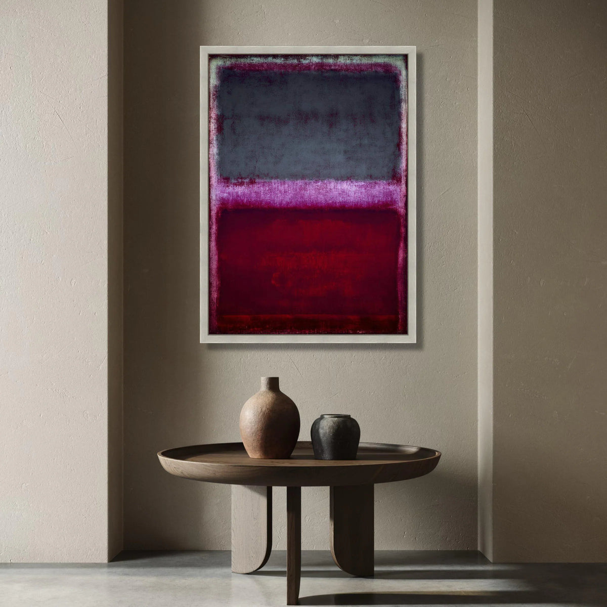 Deep Color Field Composition, Abstract Canvas Wall Art, Modern Home Decoration, Bold Red and Purple Canvas, Contemporary Canvas Print Art