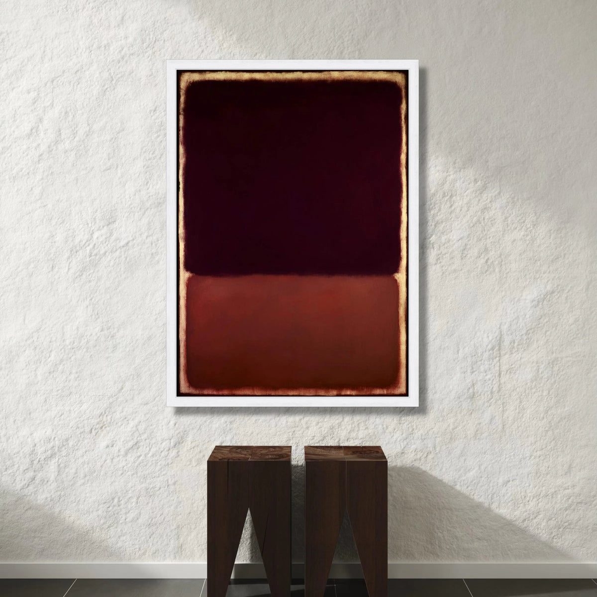 Deep Burgundy and Rust Abstract Canvas, Modern Minimalist Wall Art, Color Block Home Decoration, Contemporary Canvas Canvas Print Art