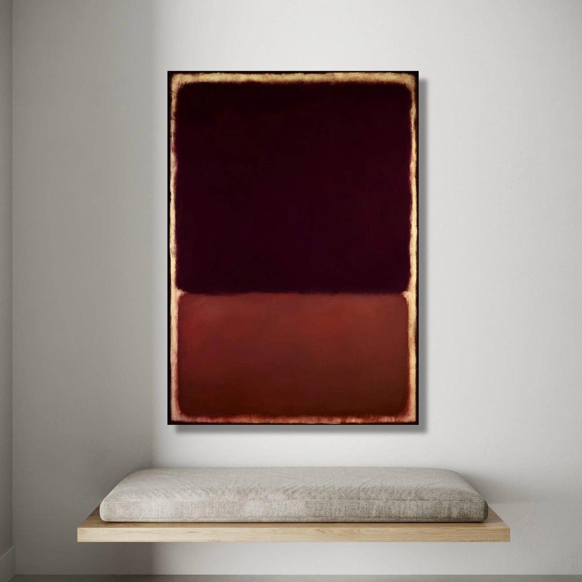 Deep Burgundy and Rust Abstract Canvas, Modern Minimalist Wall Art, Color Block Home Decoration, Contemporary Canvas Canvas Print Art
