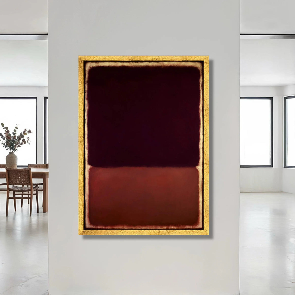Deep Burgundy and Rust Abstract Canvas, Modern Minimalist Wall Art, Color Block Home Decoration, Contemporary Canvas Canvas Print Art