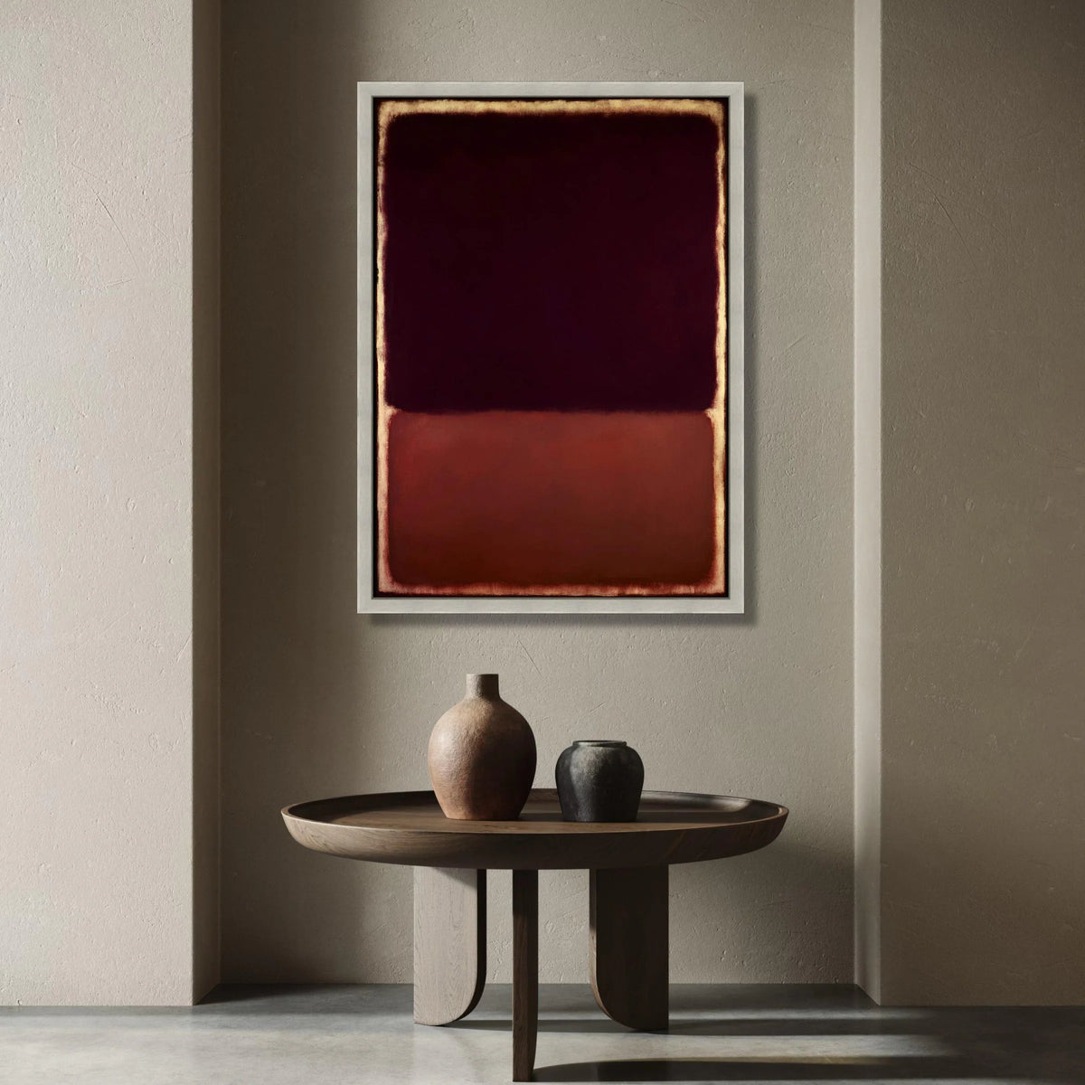 Deep Burgundy and Rust Abstract Canvas, Modern Minimalist Wall Art, Color Block Home Decoration, Contemporary Canvas Canvas Print Art