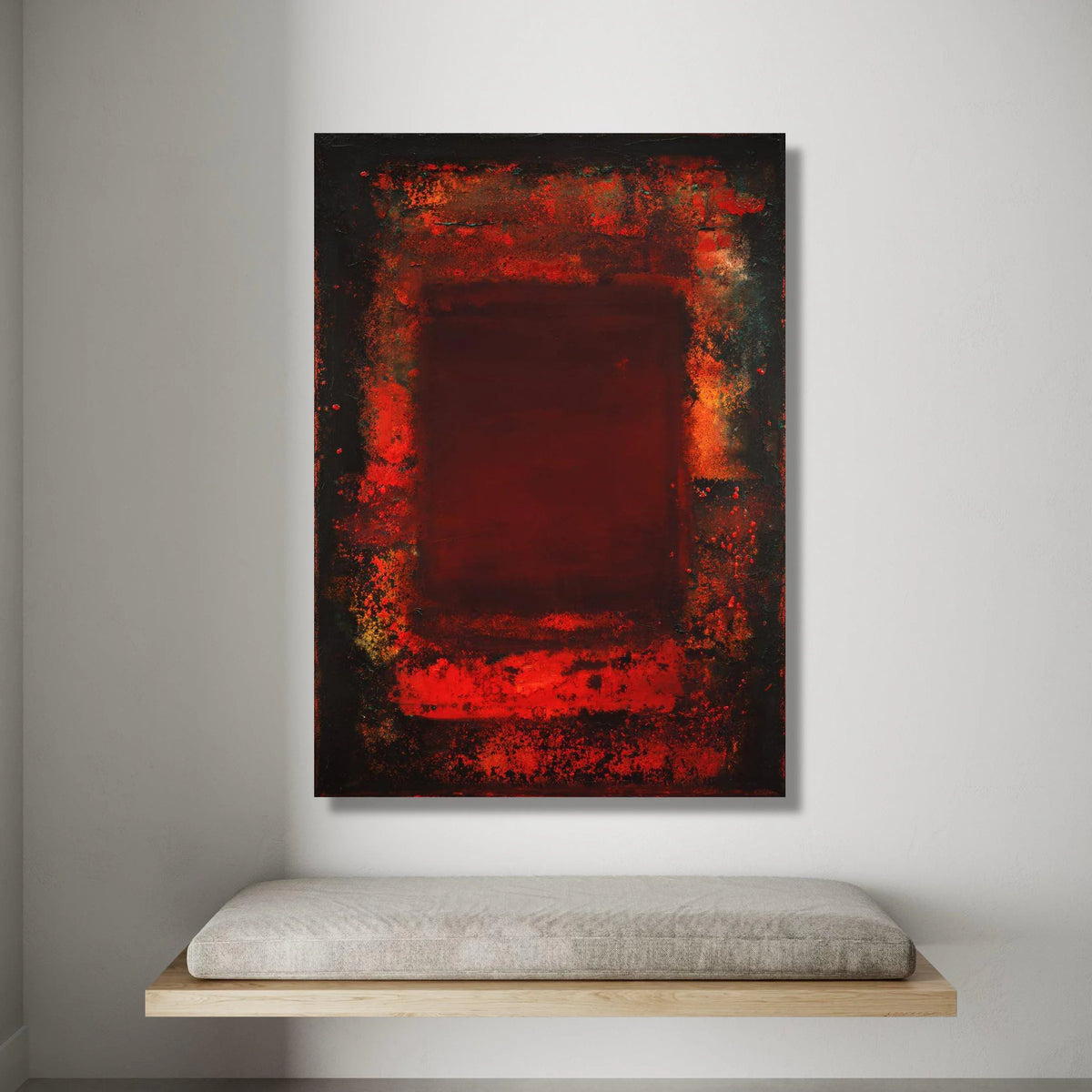 Bold Red Abstract Canvas Wall Art, Modern Expressionist Design, Mark Rothko Style, Vibrant Contemporary Home Decor, Ready Canvas Print Art