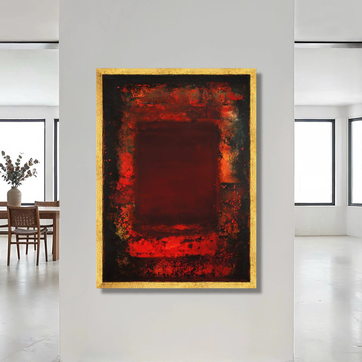 Bold Red Abstract Canvas Wall Art, Modern Expressionist Design, Mark Rothko Style, Vibrant Contemporary Home Decor, Ready Canvas Print Art