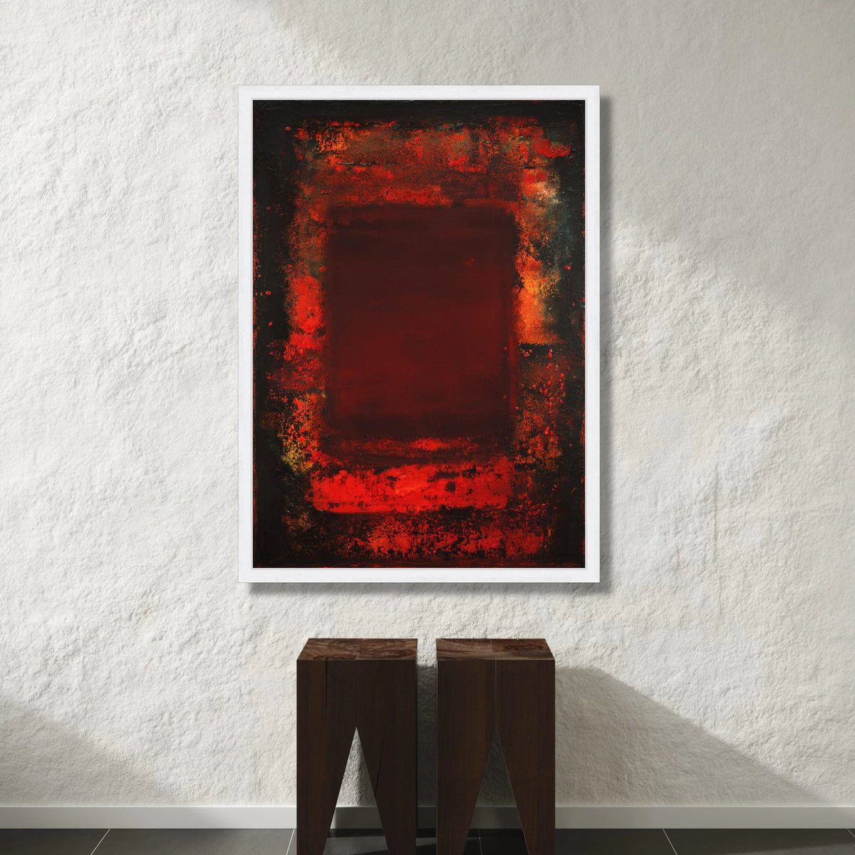 Bold Red Abstract Canvas Wall Art, Modern Expressionist Design, Mark Rothko Style, Vibrant Contemporary Home Decor, Ready Canvas Print Art