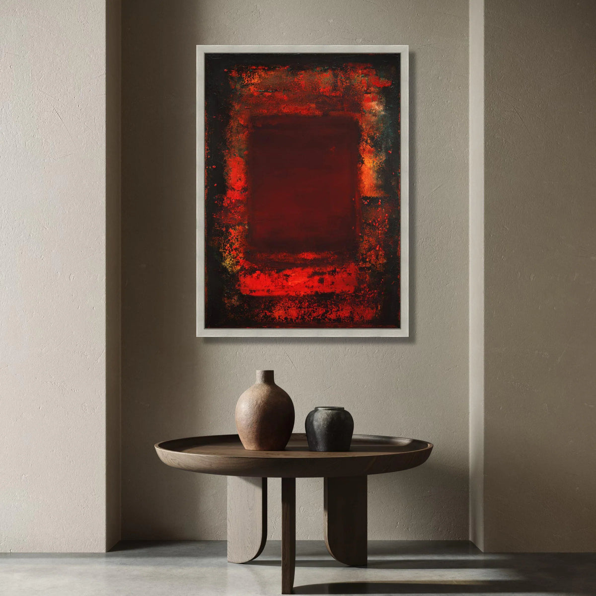 Bold Red Abstract Canvas Wall Art, Modern Expressionist Design, Mark Rothko Style, Vibrant Contemporary Home Decor, Ready Canvas Print Art