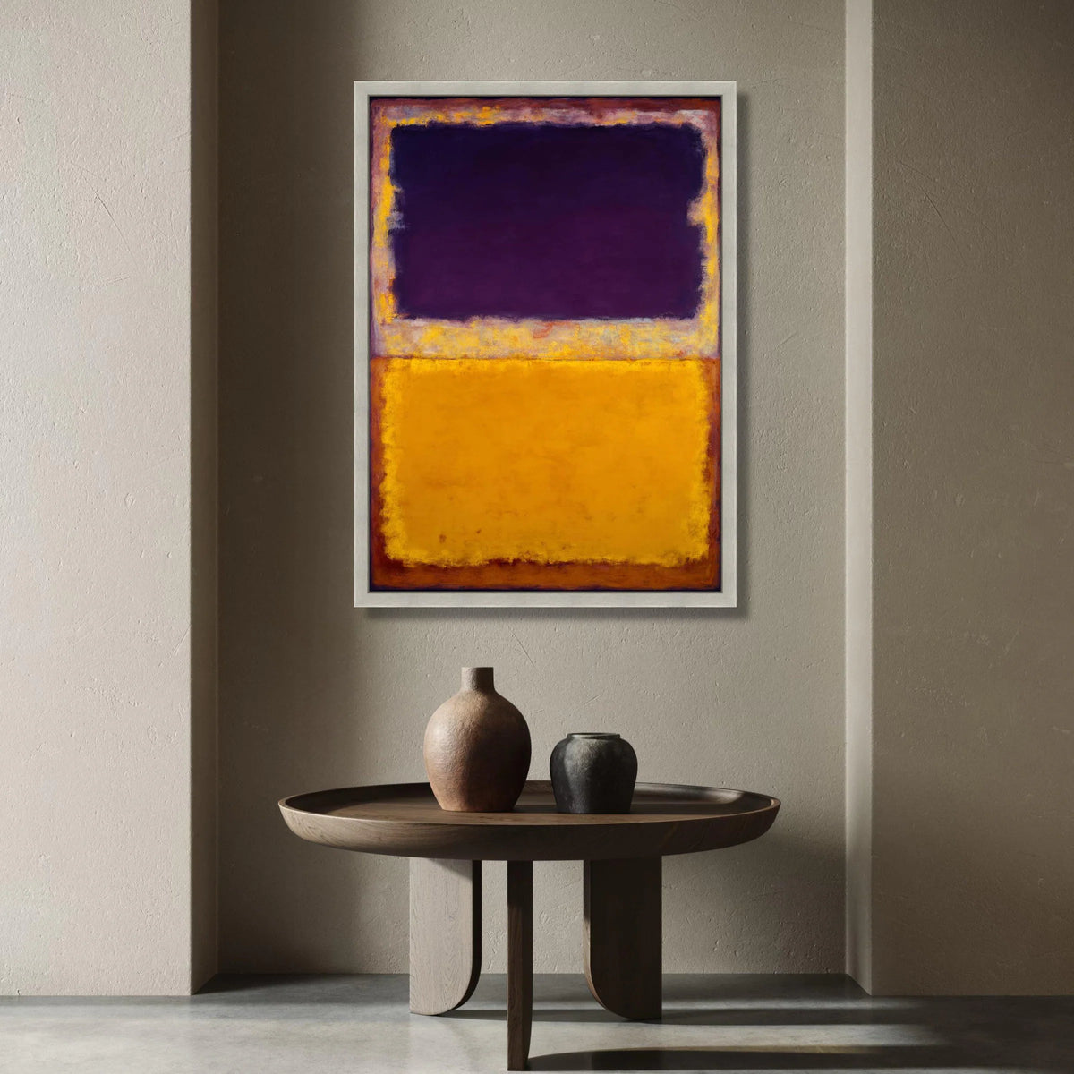 Abstract Color Block Canvas Wall Art, Deep Purple and Golden Yellow Modern Canvas, Contemporary Geometric Art, Minimalist Canvas Print Art