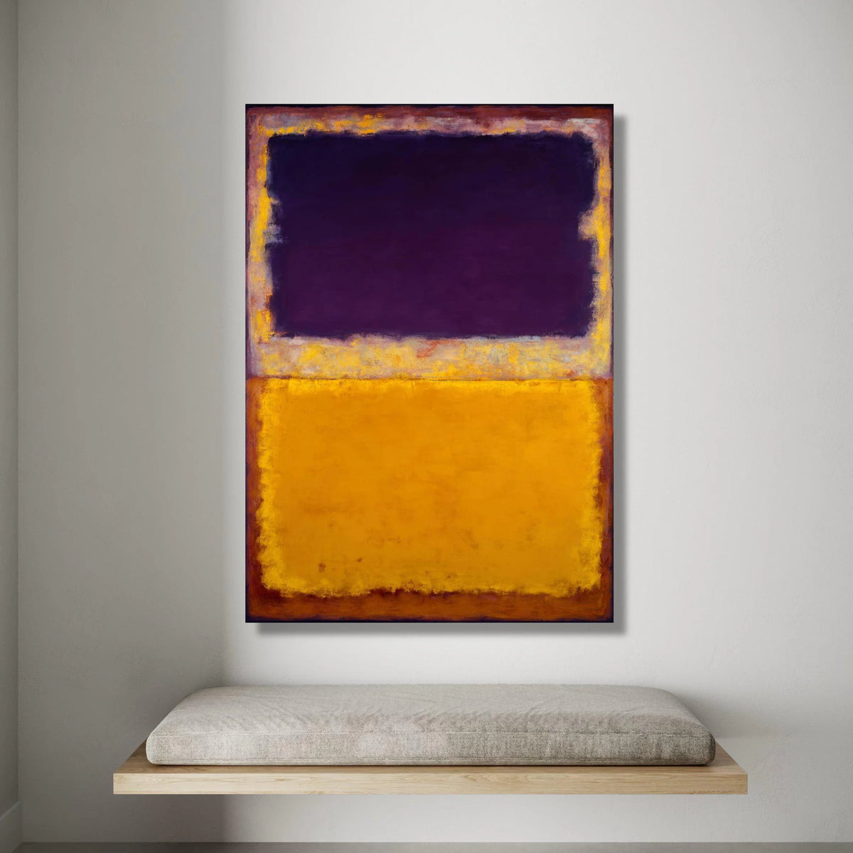 Abstract Color Block Canvas Wall Art, Deep Purple and Golden Yellow Modern Canvas, Contemporary Geometric Art, Minimalist Canvas Print Art