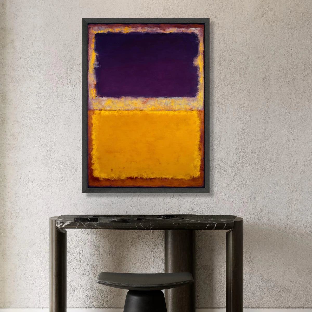 Abstract Color Block Canvas Wall Art, Deep Purple and Golden Yellow Modern Canvas, Contemporary Geometric Art, Minimalist Canvas Print Art
