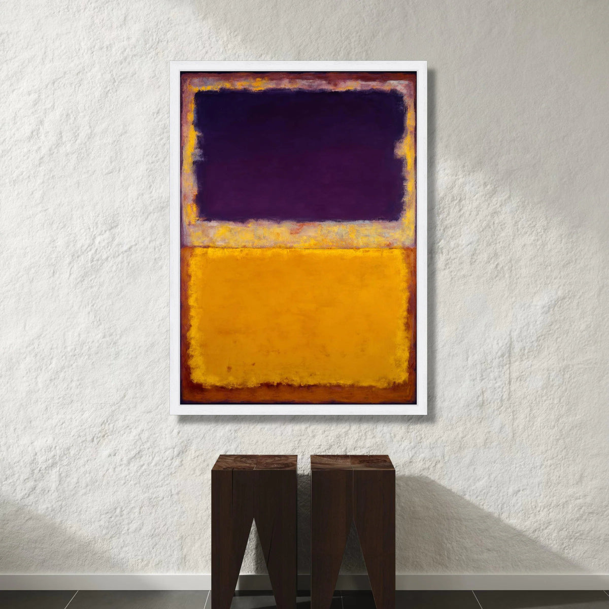Abstract Color Block Canvas Wall Art, Deep Purple and Golden Yellow Modern Canvas, Contemporary Geometric Art, Minimalist Canvas Print Art