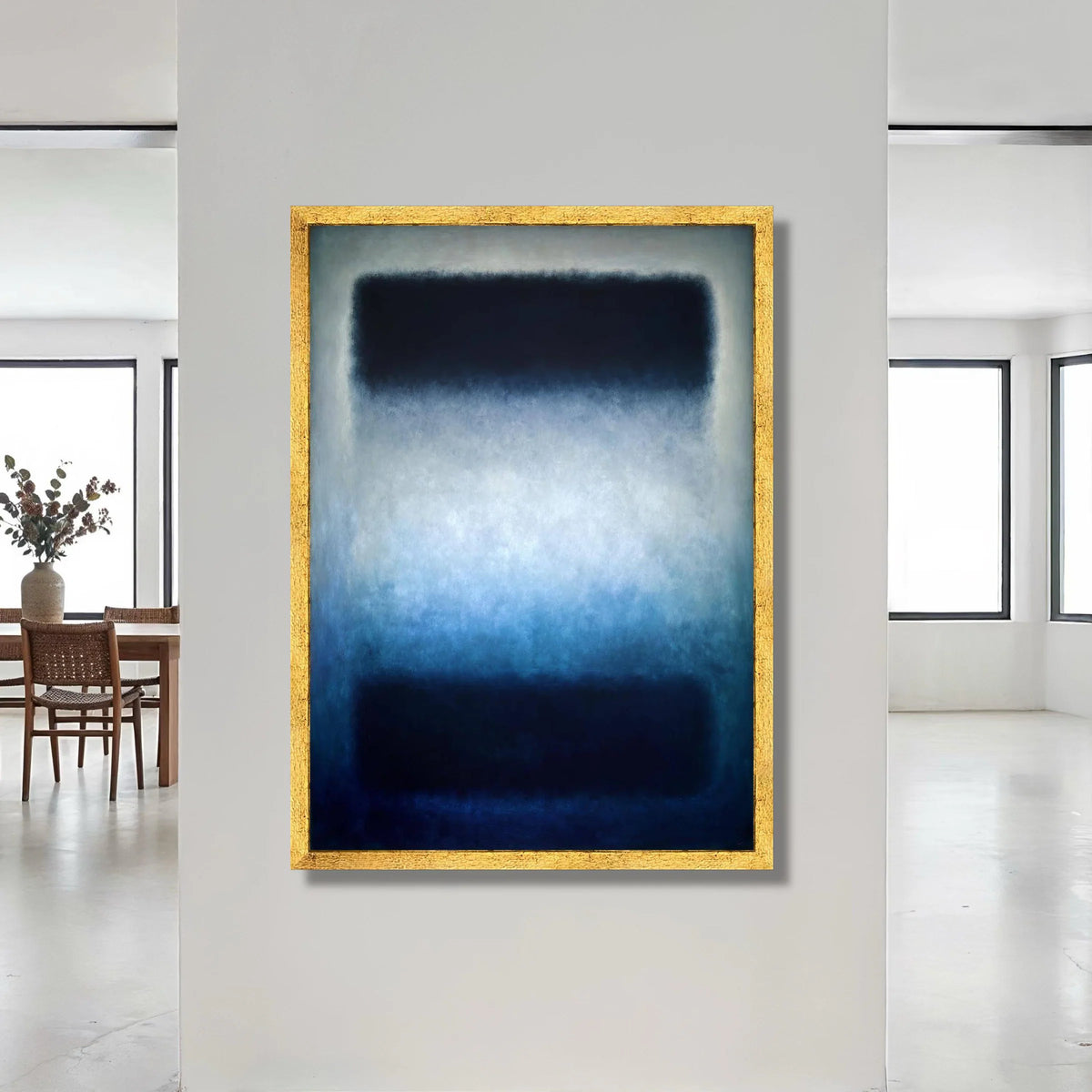 Abstract Blue Gradient Canvas Wall Art, Modern Minimalist Home Decor, Contemporary Expressionist Painting, Calm Mood Canvas Canvas Print Art