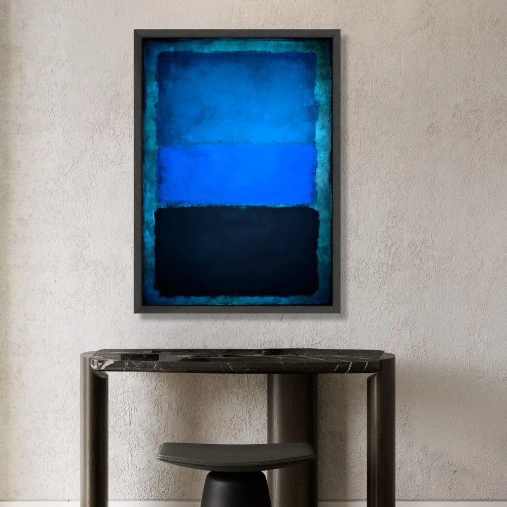 Abstract Blue and Black Color Block Canvas, Modern Minimalist Wall Art, Contemporary Home Decoration, Color Field Painting Canvas Print Art