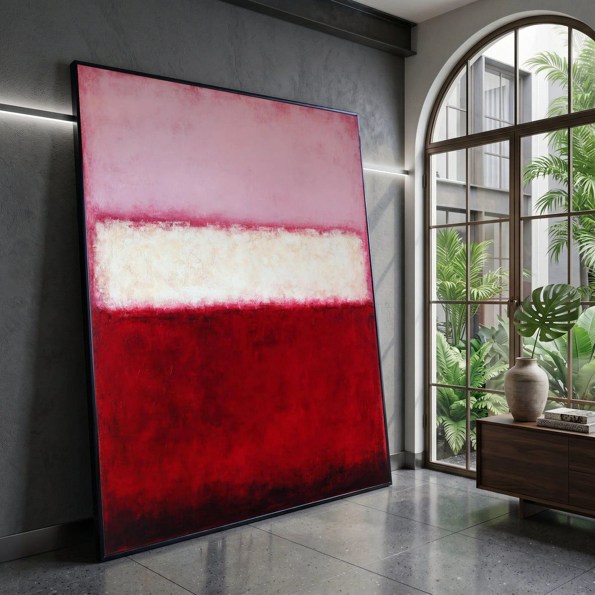 Modern Abstract Canvas Art, Red and Pink Color Block, Contemporary Wall Decoration, Minimalist Home Canvas, Large Art Print Canvas Print Art