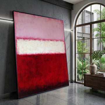 Modern Abstract Canvas Art, Red and Pink Color Block, Contemporary Wall Decoration, Minimalist Home Canvas, Large Art Print Canvas Print Art