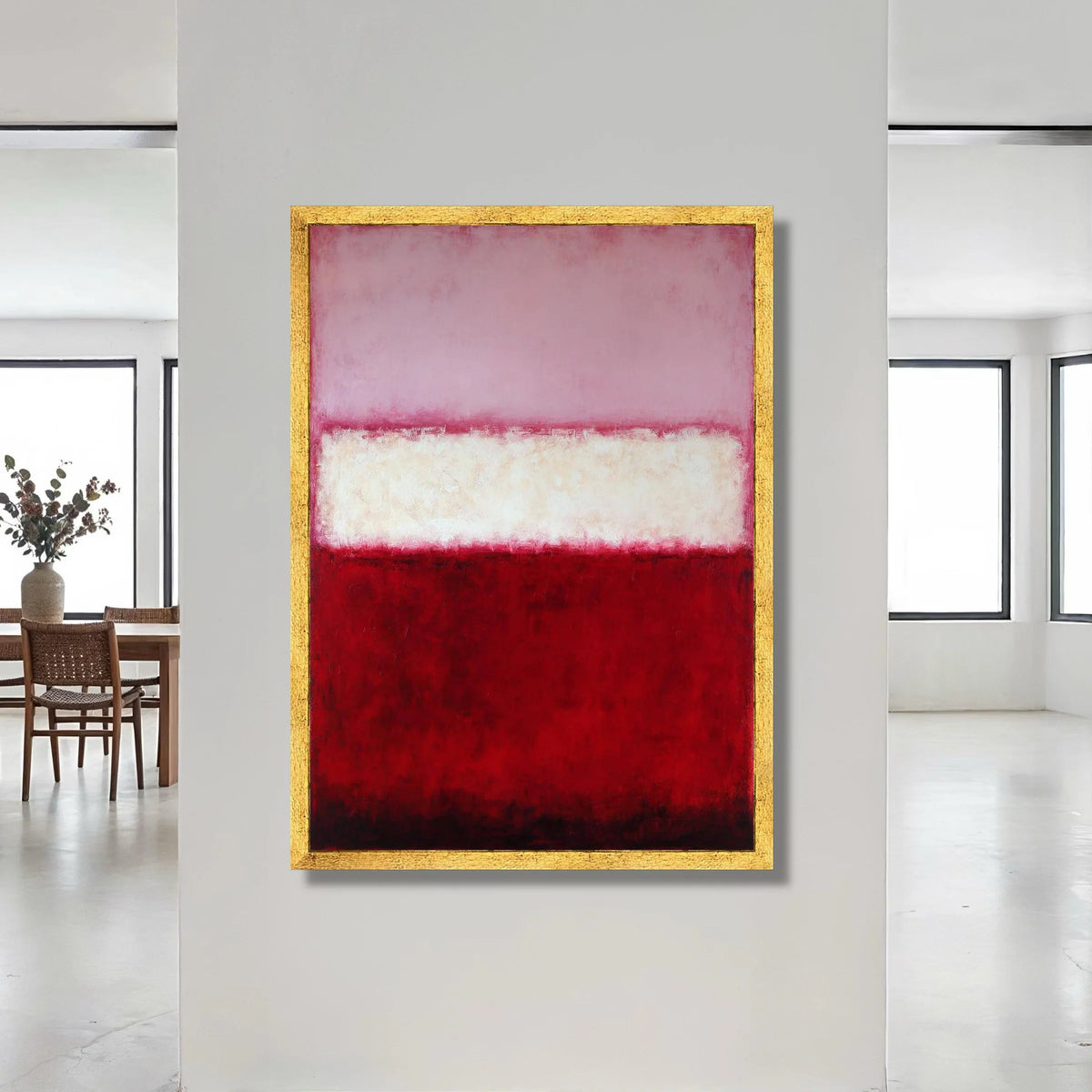 Modern Abstract Canvas Art, Red and Pink Color Block, Contemporary Wall Decoration, Minimalist Home Canvas, Large Art Print Canvas Print Art