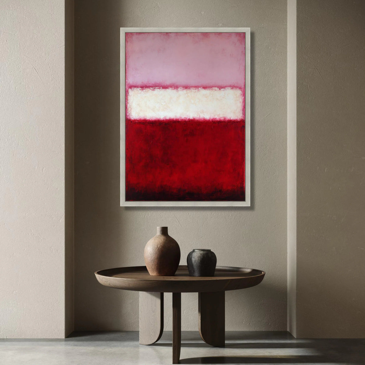 Modern Abstract Canvas Art, Red and Pink Color Block, Contemporary Wall Decoration, Minimalist Home Canvas, Large Art Print Canvas Print Art