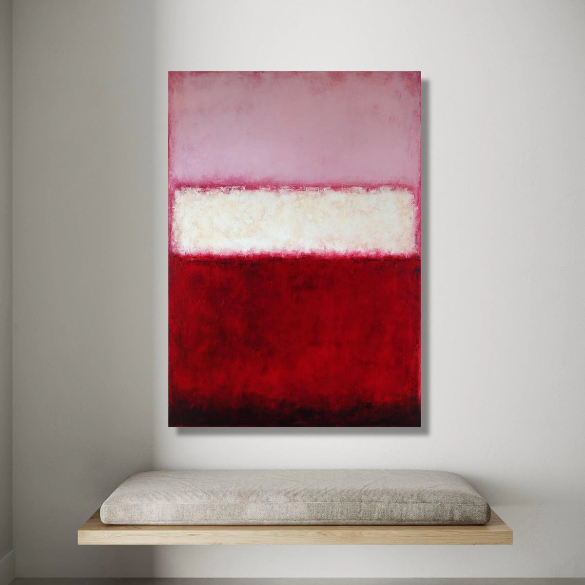 Modern Abstract Canvas Art, Red and Pink Color Block, Contemporary Wall Decoration, Minimalist Home Canvas, Large Art Print Canvas Print Art