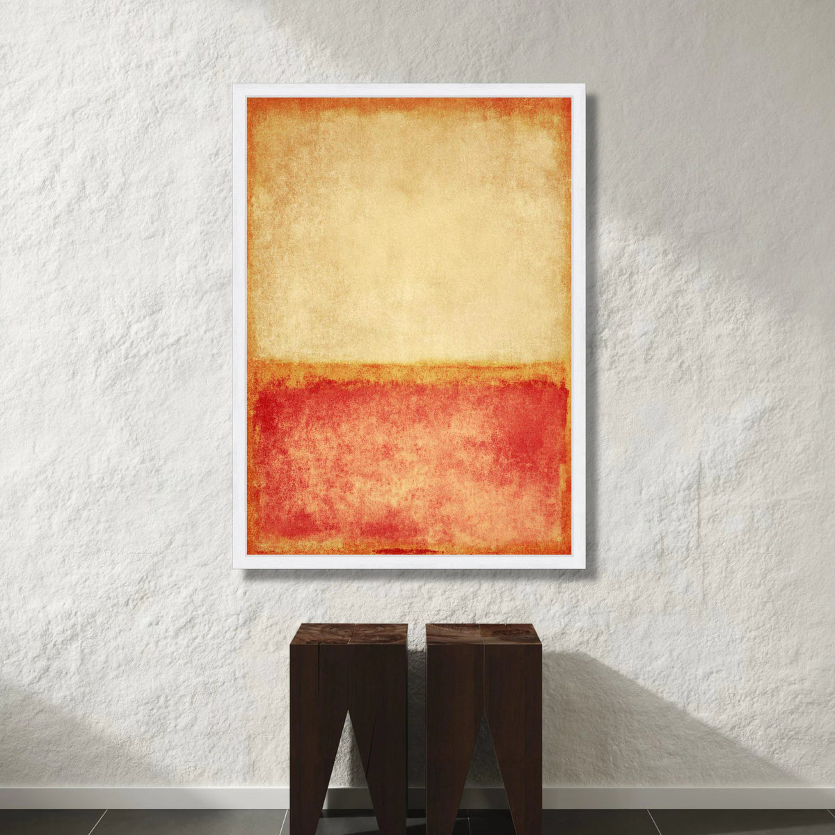 Warm Abstract Canvas Wall Art, Modern Color Block Design, Red and Beige Minimalist Canvas, Contemporary Home Decoration, Canvas Print Art