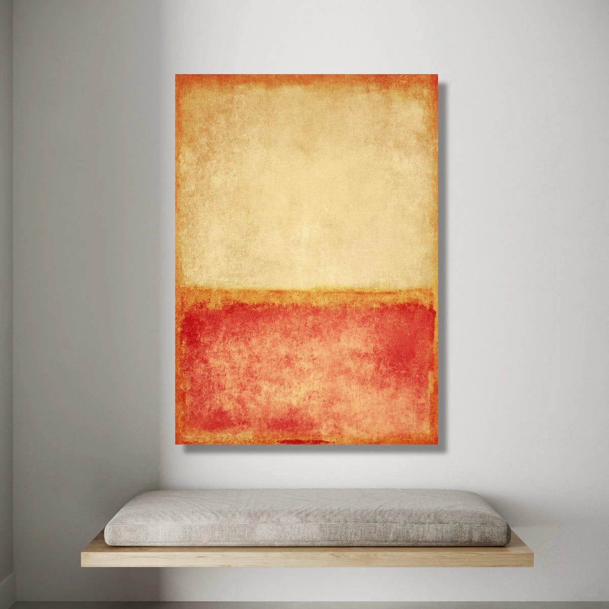 Warm Abstract Canvas Wall Art, Modern Color Block Design, Red and Beige Minimalist Canvas, Contemporary Home Decoration, Canvas Print Art