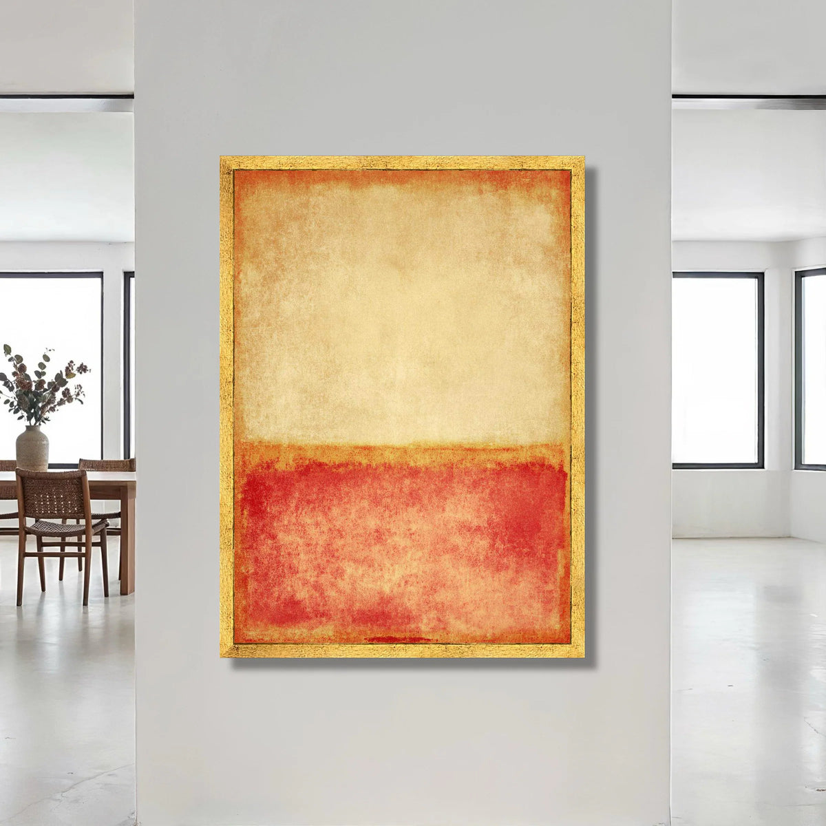 Warm Abstract Canvas Wall Art, Modern Color Block Design, Red and Beige Minimalist Canvas, Contemporary Home Decoration, Canvas Print Art