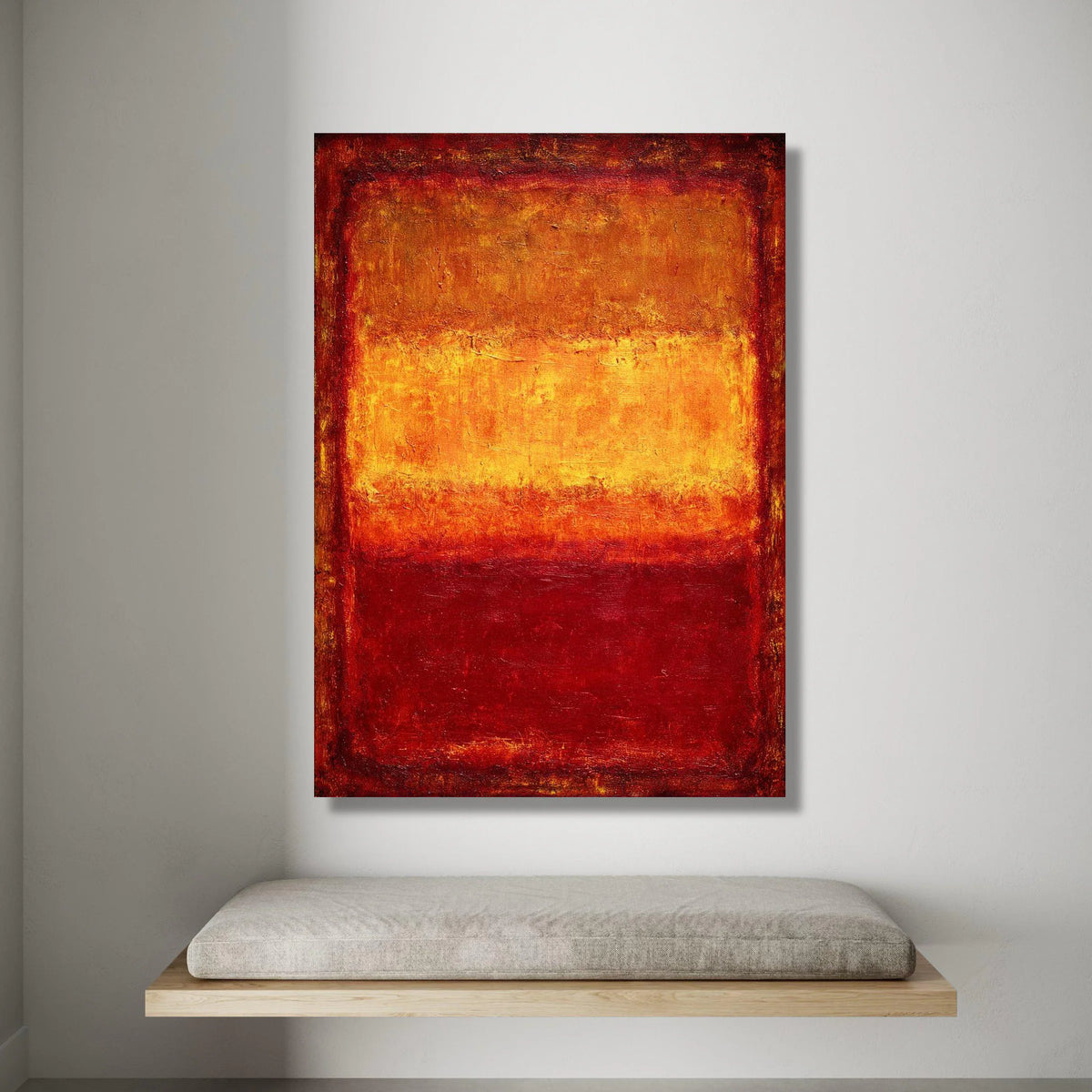 Modern Abstract Canvas Wall Art, Warm Tones Canvas, Red and Orange Color Block, Contemporary Home Decoration, Mark Rothko Canvas Print Art
