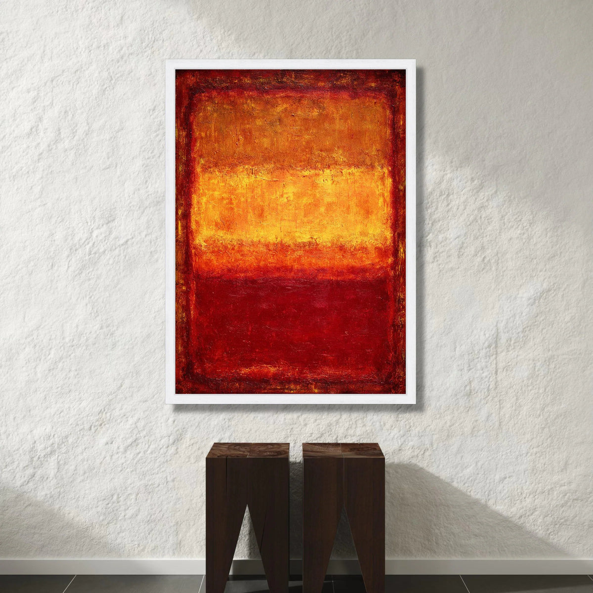 Modern Abstract Canvas Wall Art, Warm Tones Canvas, Red and Orange Color Block, Contemporary Home Decoration, Mark Rothko Canvas Print Art