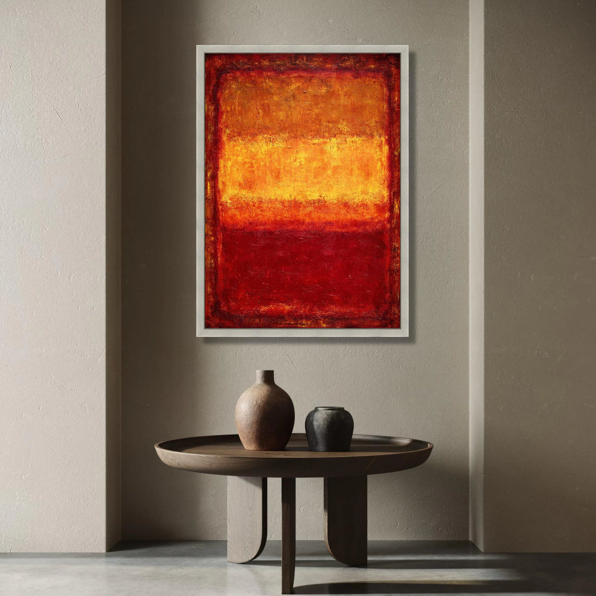 Modern Abstract Canvas Wall Art, Warm Tones Canvas, Red and Orange Color Block, Contemporary Home Decoration, Mark Rothko Canvas Print Art