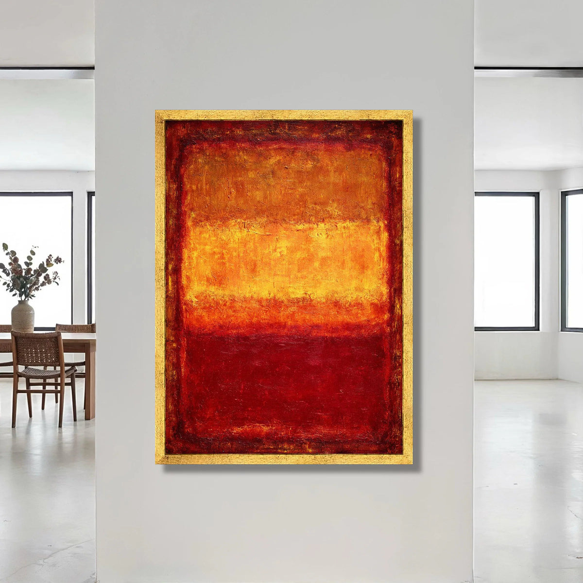 Modern Abstract Canvas Wall Art, Warm Tones Canvas, Red and Orange Color Block, Contemporary Home Decoration, Mark Rothko Canvas Print Art