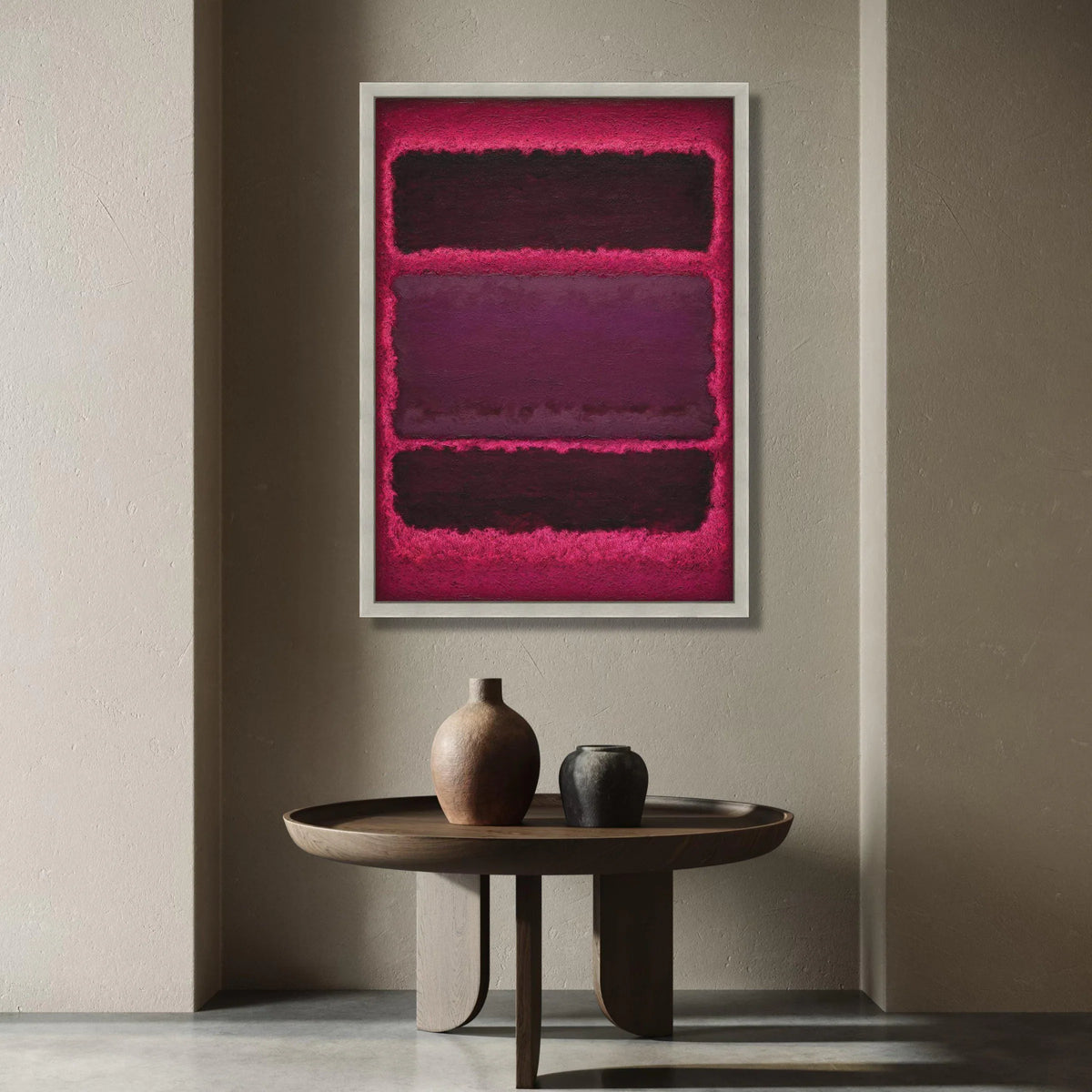 Modern Abstract Canvas Wall Art, Deep Red and Plum Color Blocks, Contemporary Home Decoration, Bold Statement Canvas Canvas Print Art