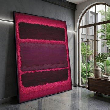 Modern Abstract Canvas Wall Art, Deep Red and Plum Color Blocks, Contemporary Home Decoration, Bold Statement Canvas Canvas Print Art