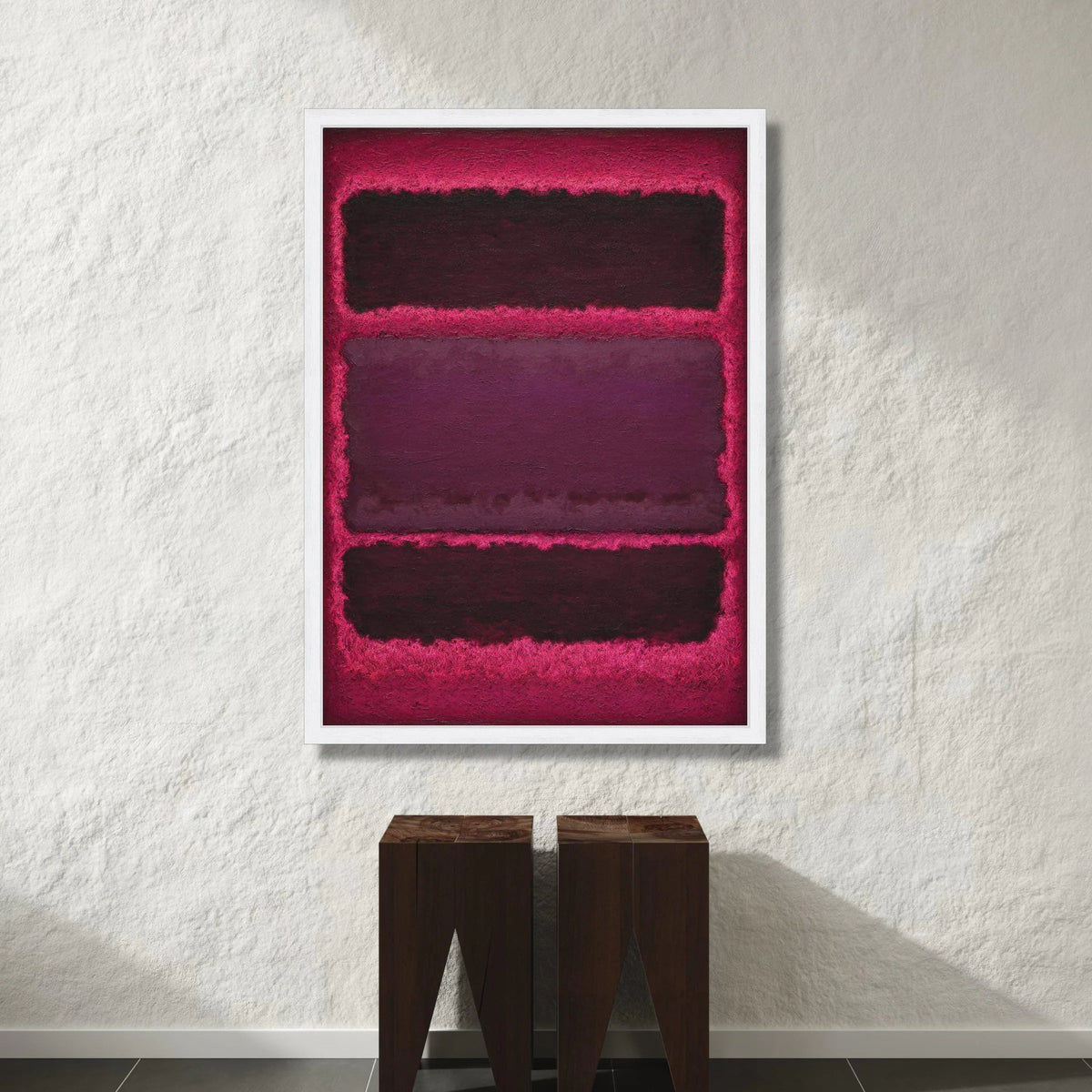 Modern Abstract Canvas Wall Art, Deep Red and Plum Color Blocks, Contemporary Home Decoration, Bold Statement Canvas Canvas Print Art