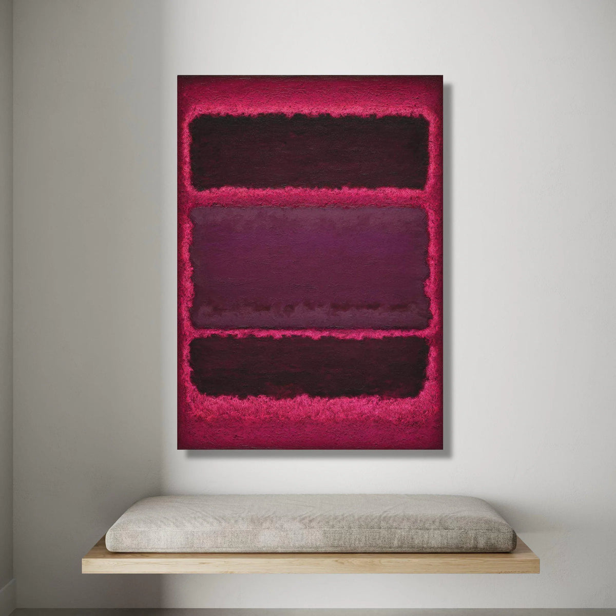 Modern Abstract Canvas Wall Art, Deep Red and Plum Color Blocks, Contemporary Home Decoration, Bold Statement Canvas Canvas Print Art