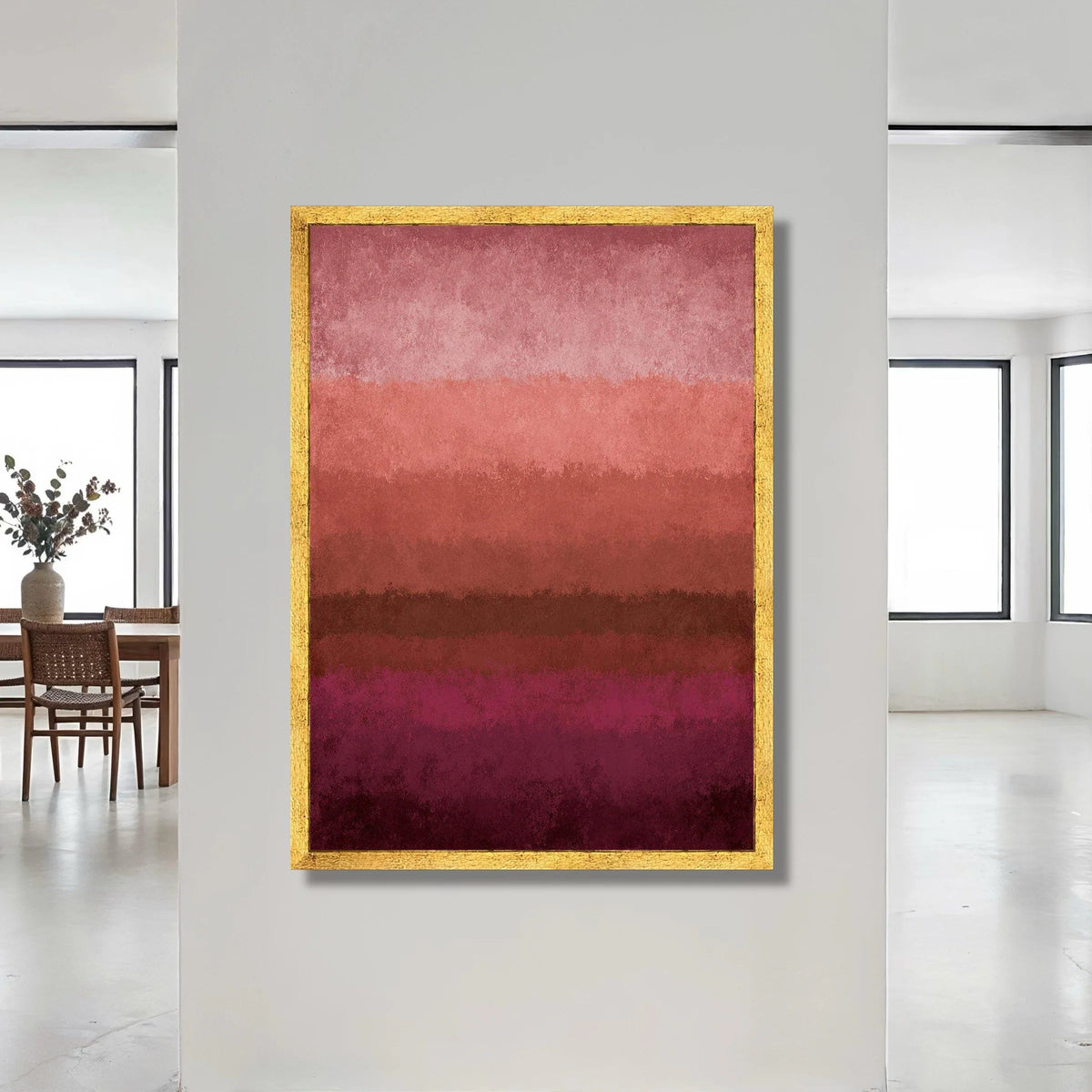 Warm Gradient Canvas Wall Art, Abstract Color Field Design, Modern Home Decoration, Red and Pink Shades, Contemporary Canvas Print Art