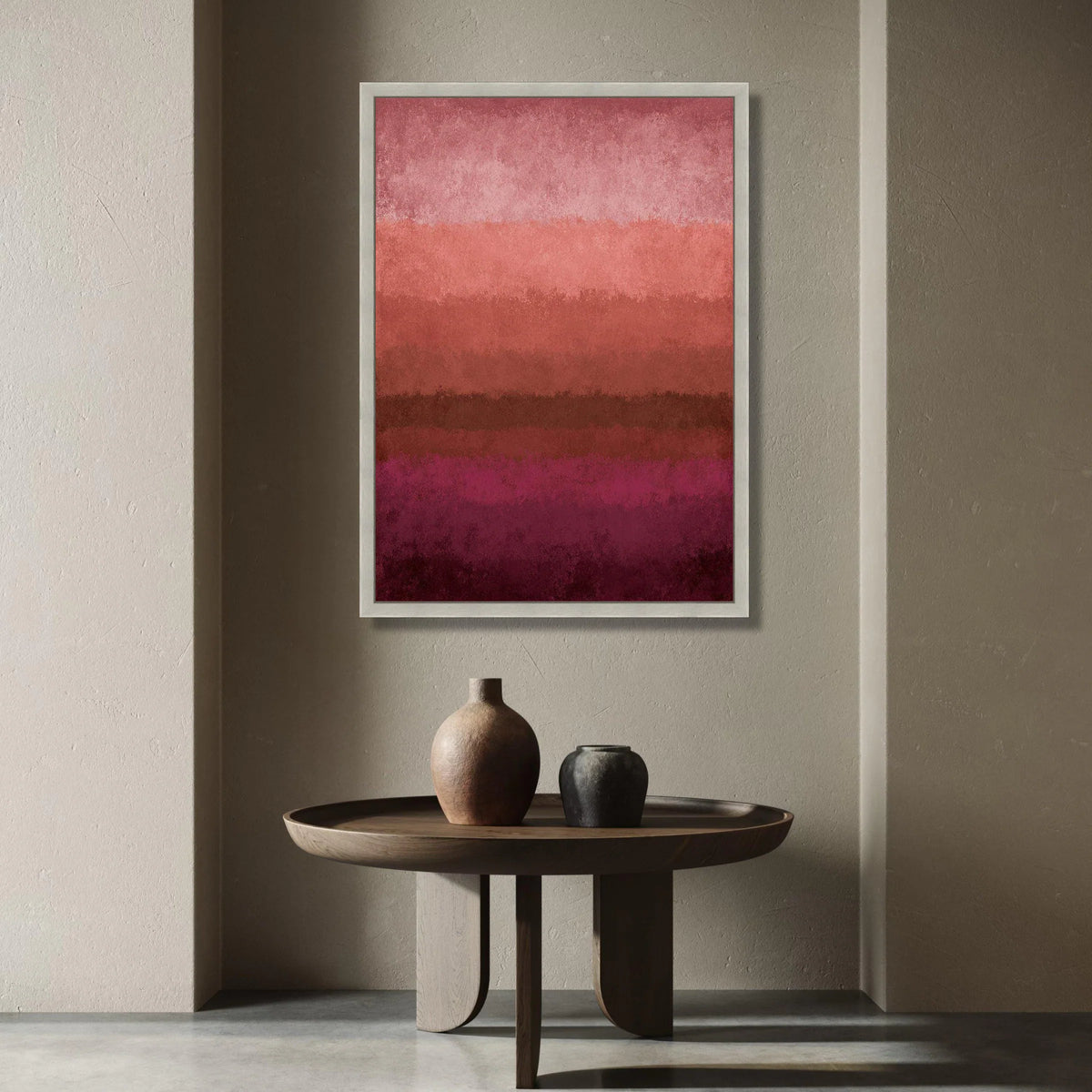 Warm Gradient Canvas Wall Art, Abstract Color Field Design, Modern Home Decoration, Red and Pink Shades, Contemporary Canvas Print Art