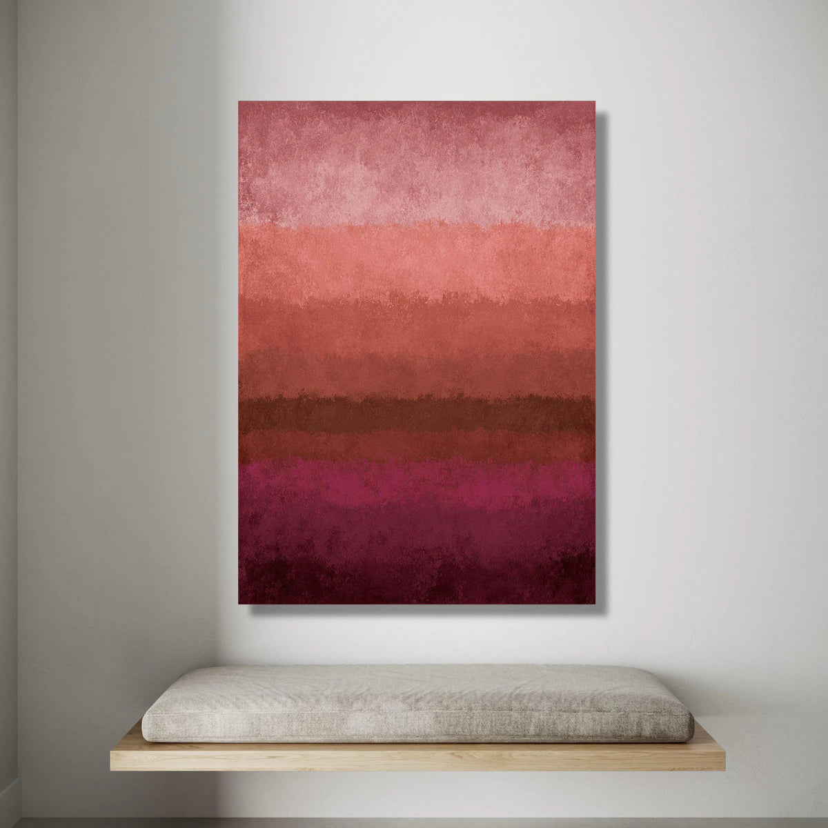 Warm Gradient Canvas Wall Art, Abstract Color Field Design, Modern Home Decoration, Red and Pink Shades, Contemporary Canvas Print Art