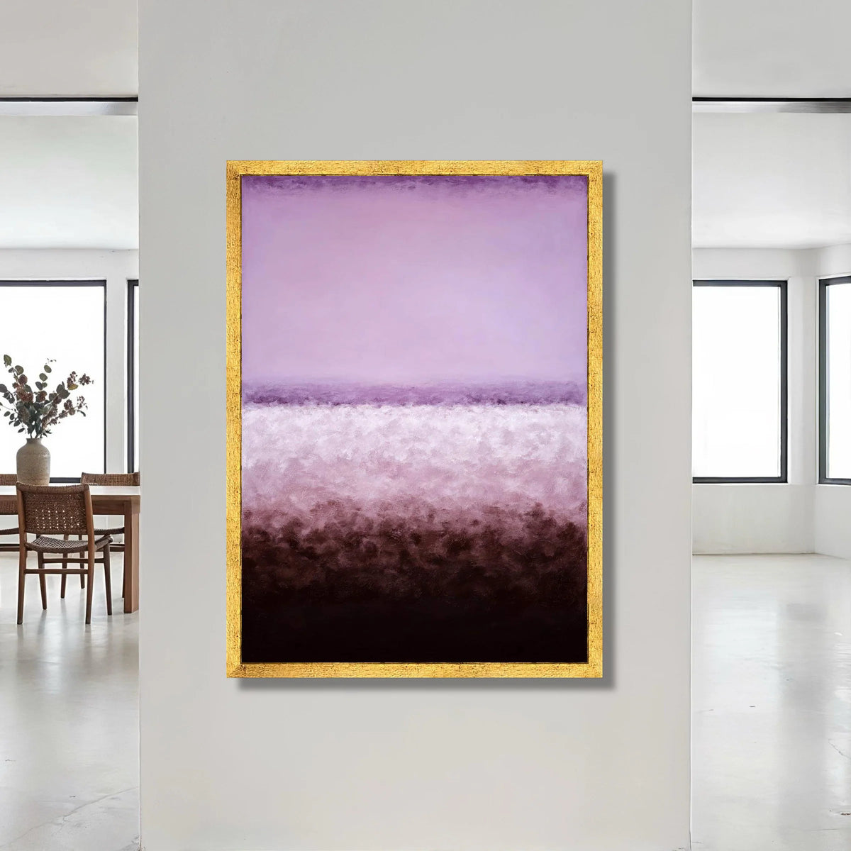 Serene Purple Abstract Canvas Wall Art, Modern Gradient Color Blocks, Minimalist Home Decoration, Contemporary Canvas Canvas Print Art